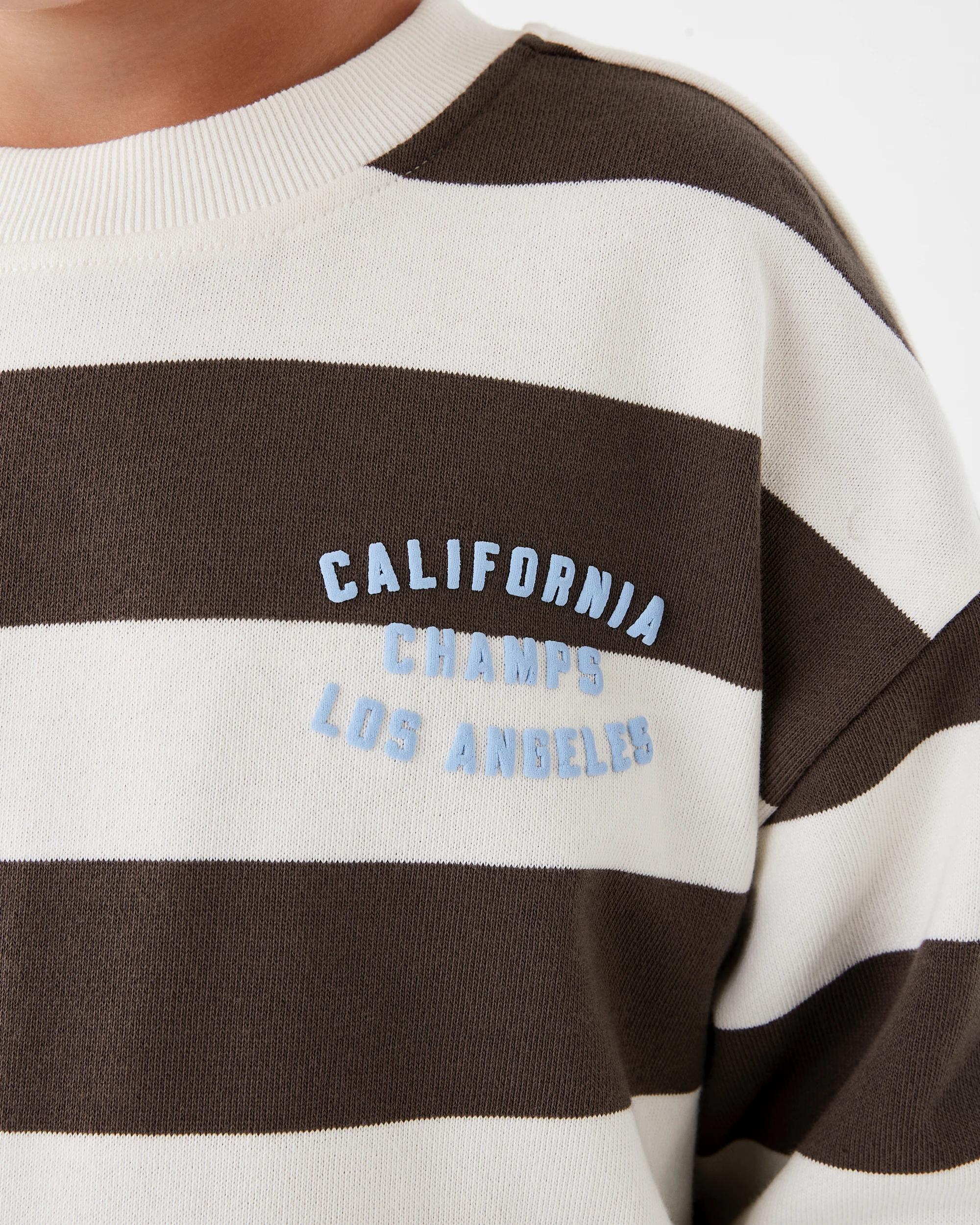 4 Oversized Stripe Crew Neck Sweatshirt Brn Sports, 4 of 7