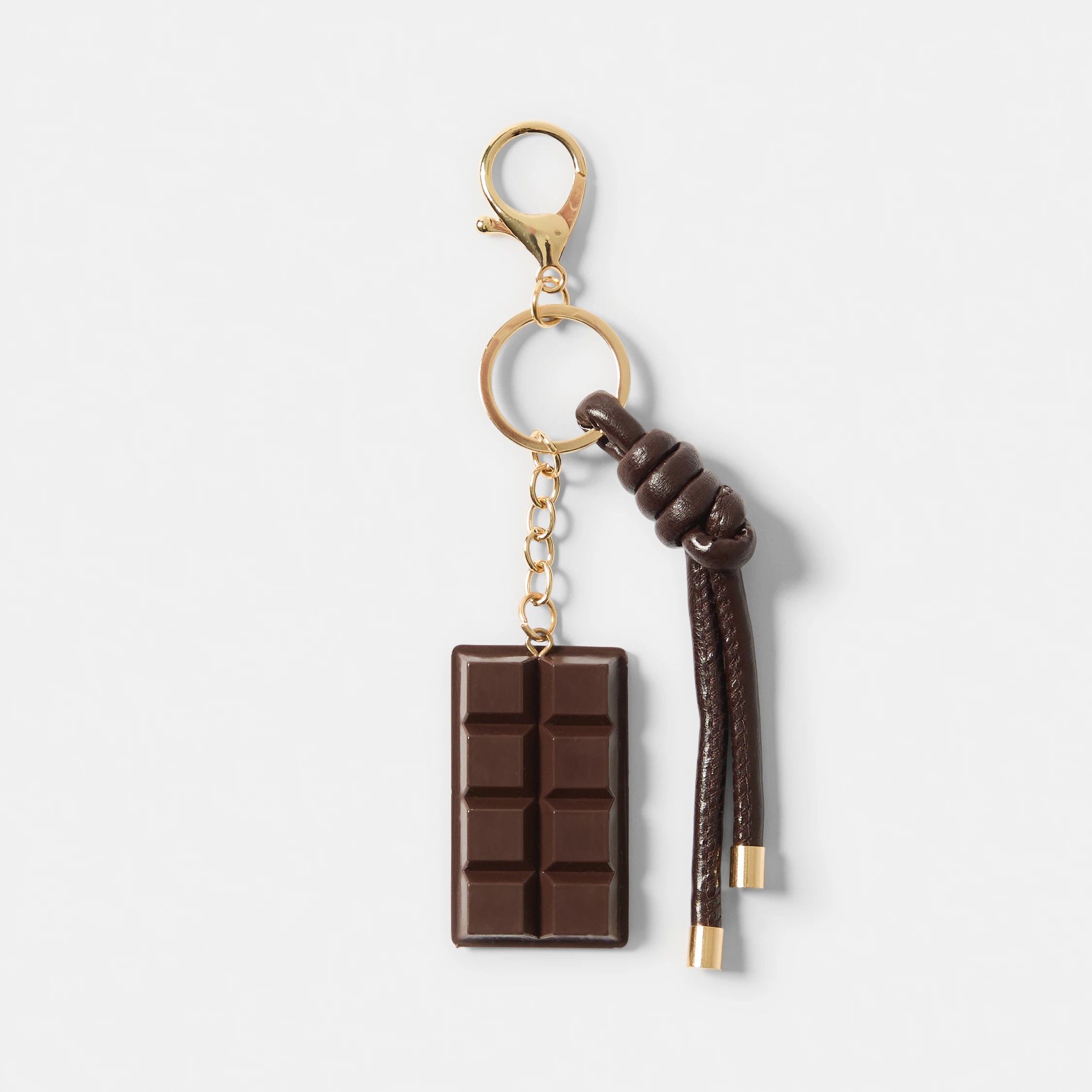 1 Chocolate Bag Charm Keyring - Brown and Gold Tone, 1 of 5