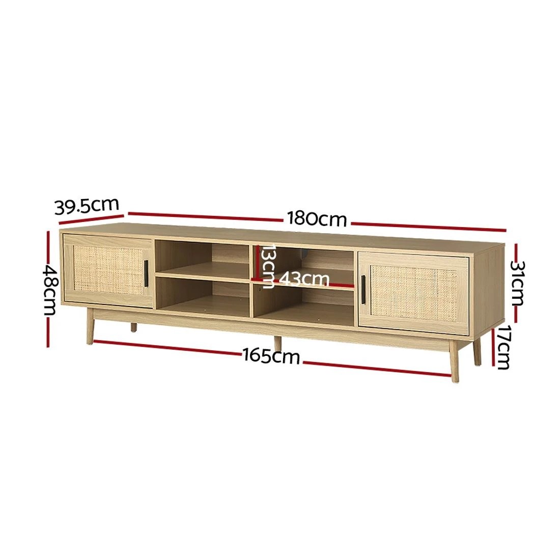 4 Artiss TV Cabinet Entertainment Unit 180cm
 - brown, 4 of 8