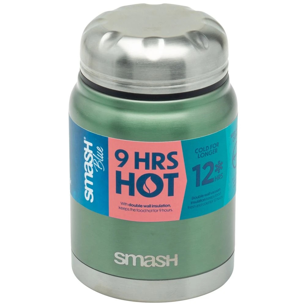 4 Smash Blue Stainless Steel Food Flask 500mL Sage, 4 of 7