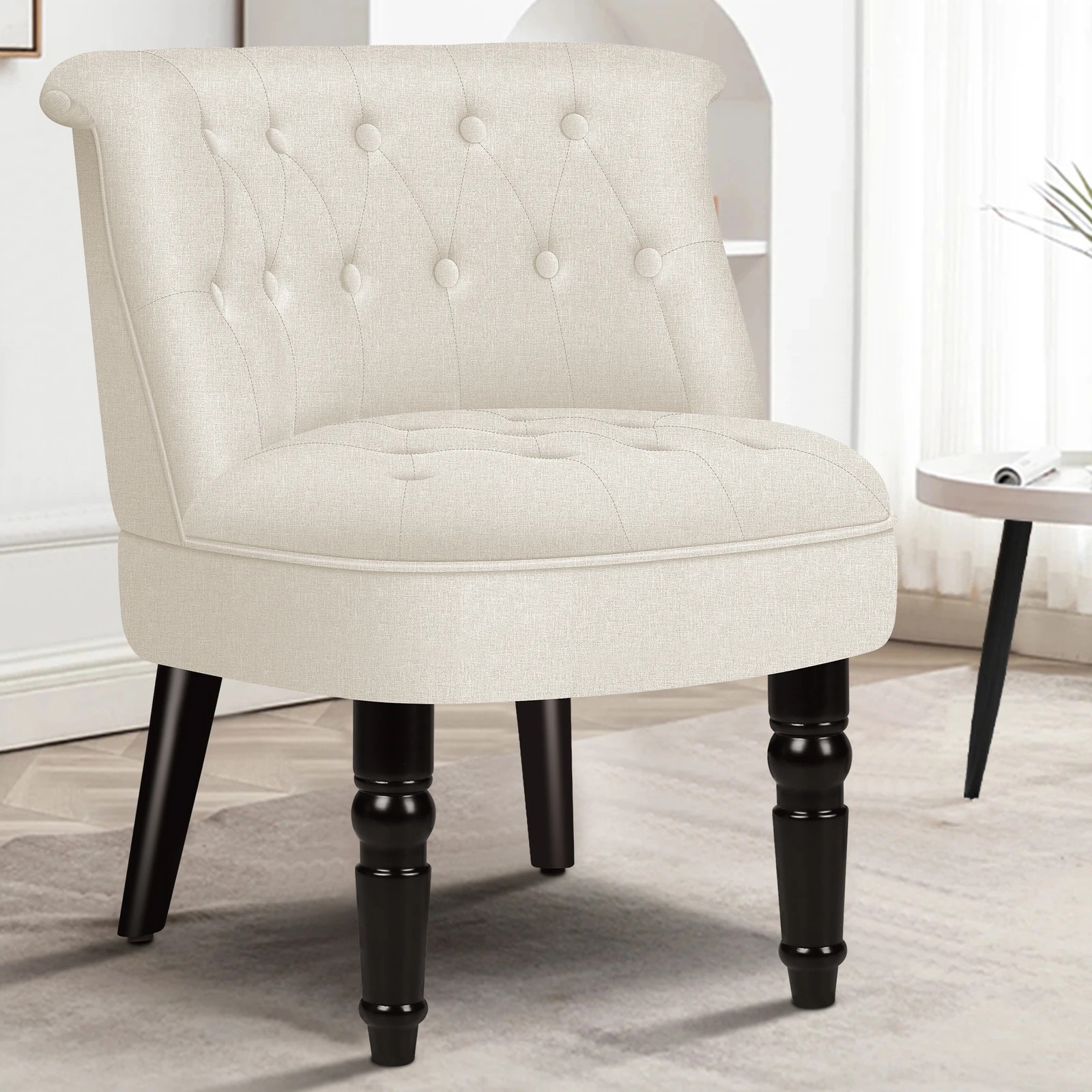 2 Alfordson Armchair Tufted Lounge Chair Wingback Accent Chair Fabric Sofa - Beige, 2 of 9