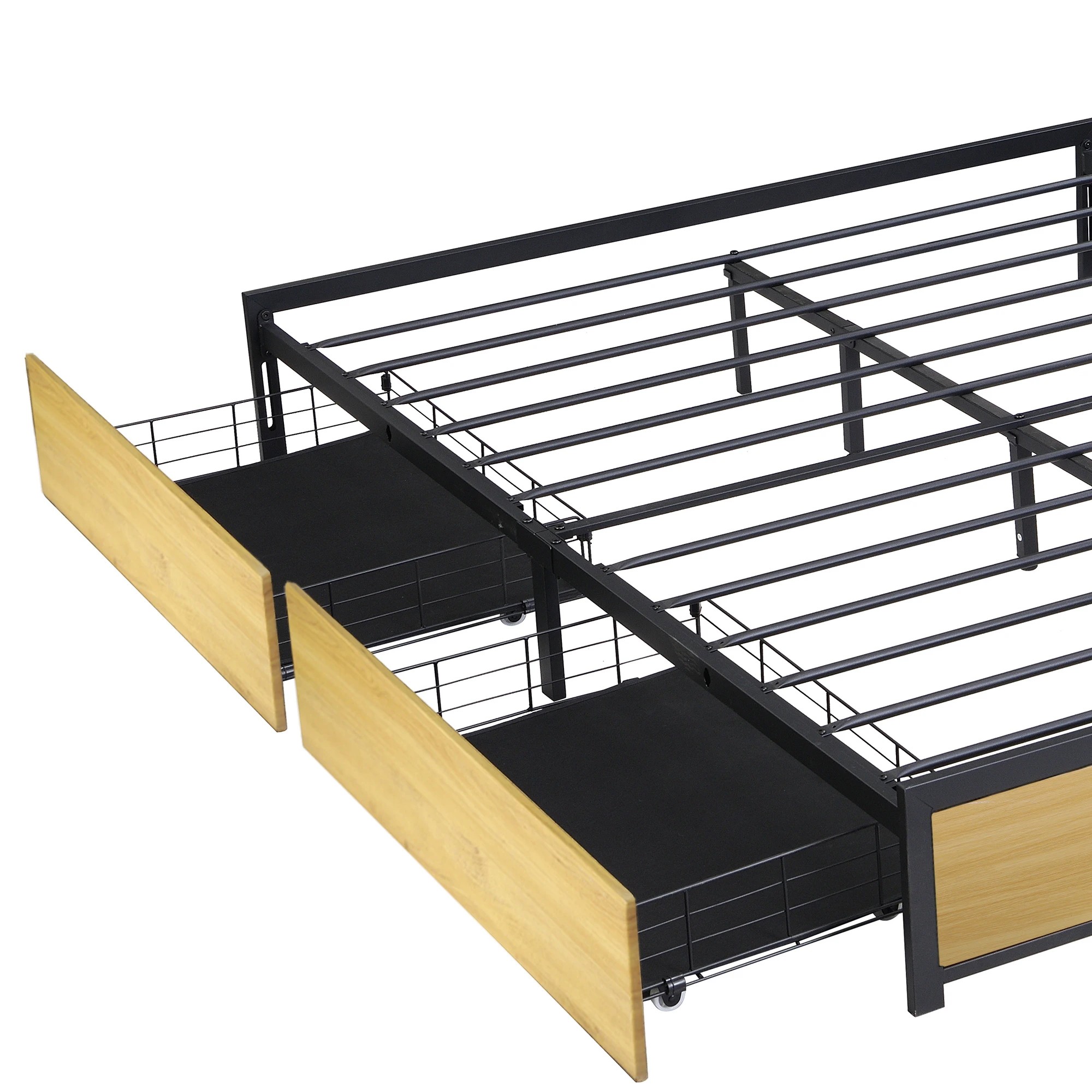 6 Levede Queen Metal Bed Frame With 4 Drawers - Natural, 6 of 9