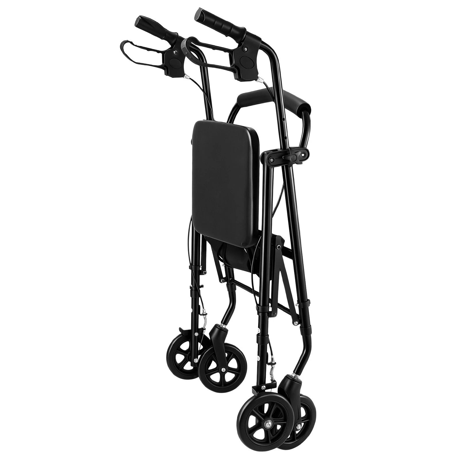 4 Ausway 4 Wheel Foldable Rollator Walker with Adjustable Handles & Seat for Seniors, 120kg Weight Capacity, 4 of 6