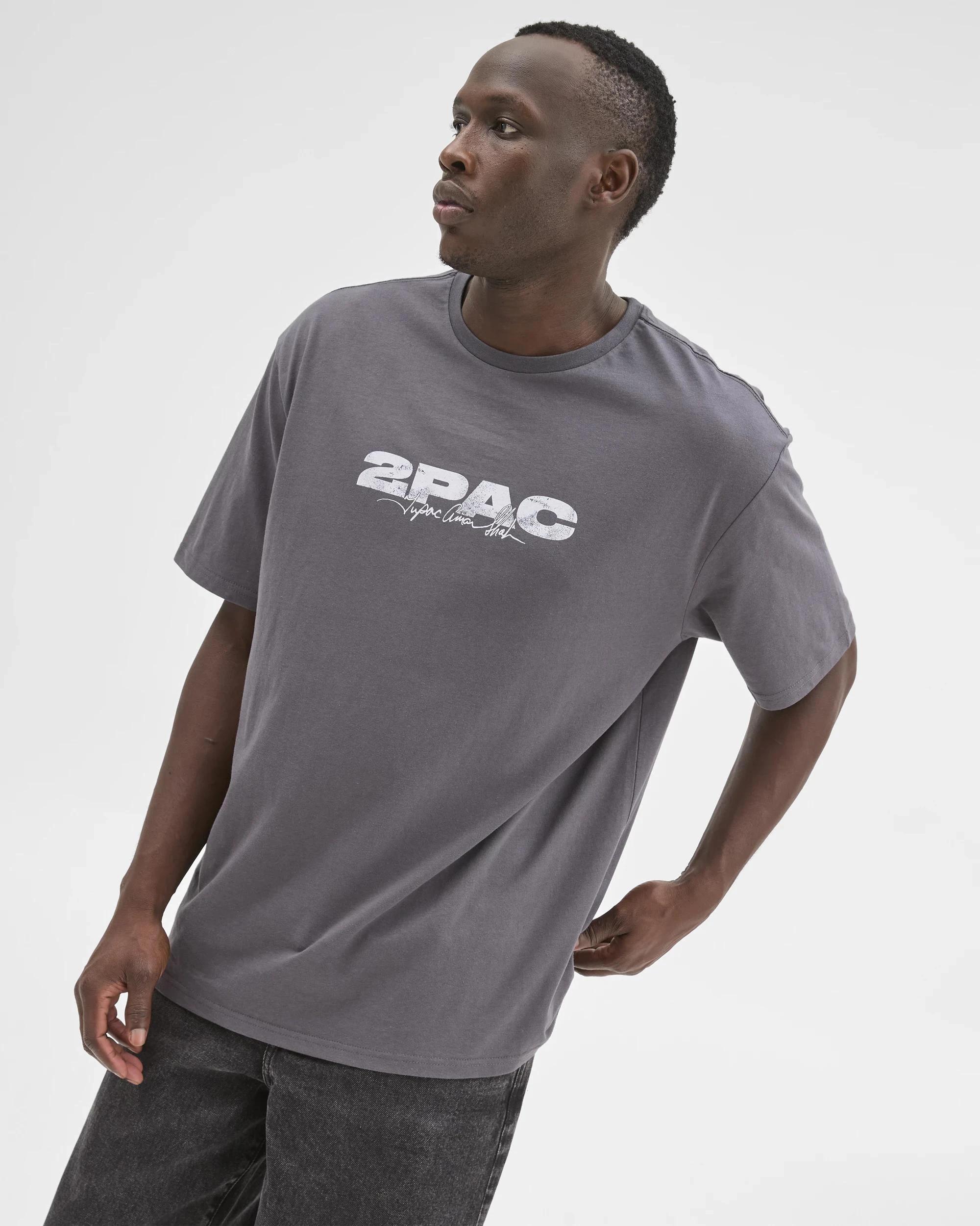 2 Licensed Australian Cotton Tupac Relaxed T-Shirt BLACK, 2 of 6