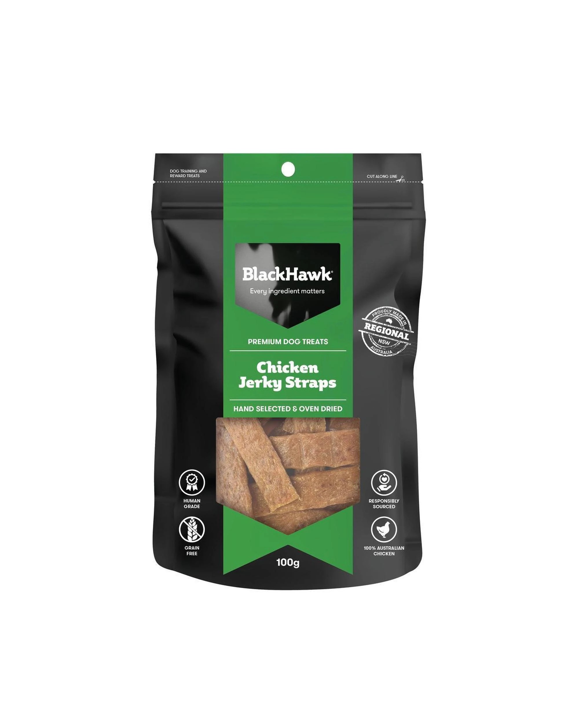 1 Black Hawk Chicken Jerky Straps Natural Dog Treats 100g, 1 of 4