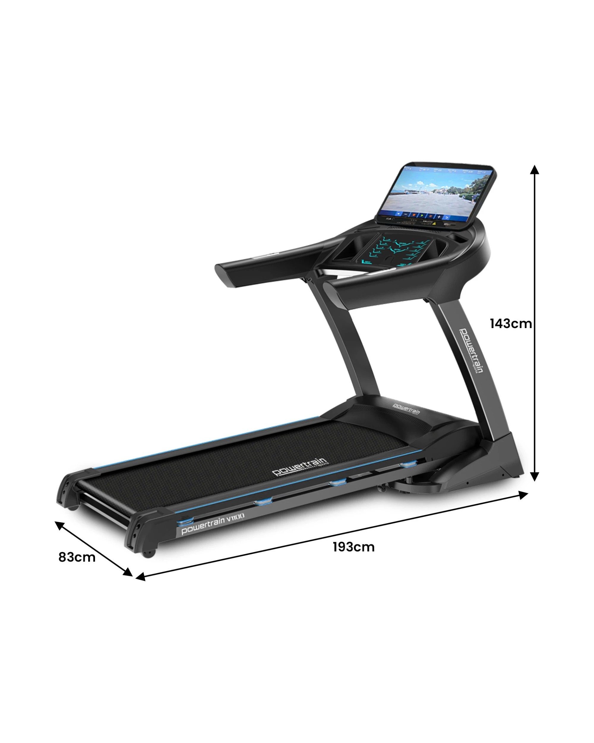 3 Powertrain V1100 Treadmill Electric Exercise Machine Home Gym Cardio Running Fitness, 3 of 8