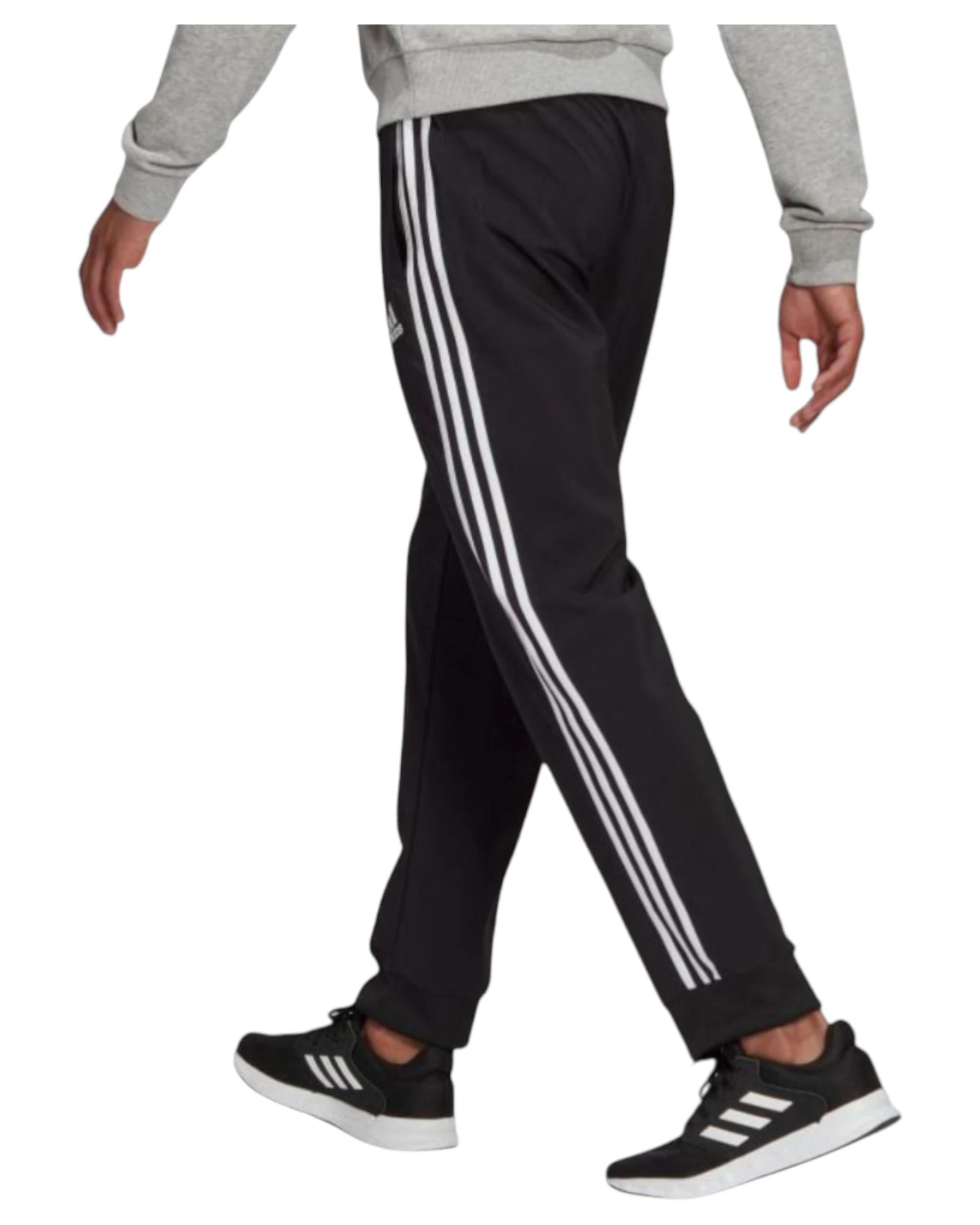 5 Adidas Mens Aeroready Essentials Tapered Cuff Woven 3-Stripes Black Pants Black, 5 of 6