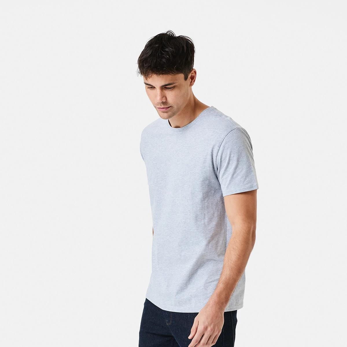 2 Plain Crew Neck T-shirt Grey Marl, 2 of 7