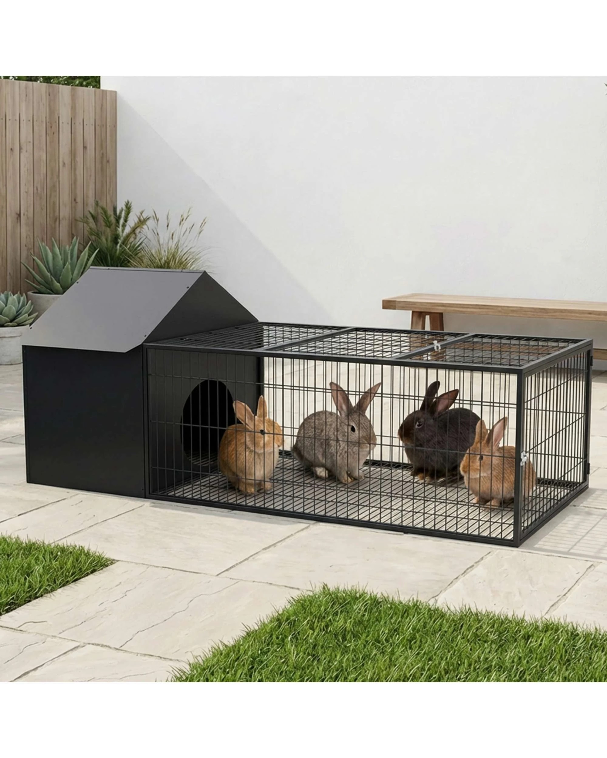 4 Advwin Rabbit Hutch 166x70cm Bunny Cage Guinea Pig Cage Pet Cage, 4 of 9