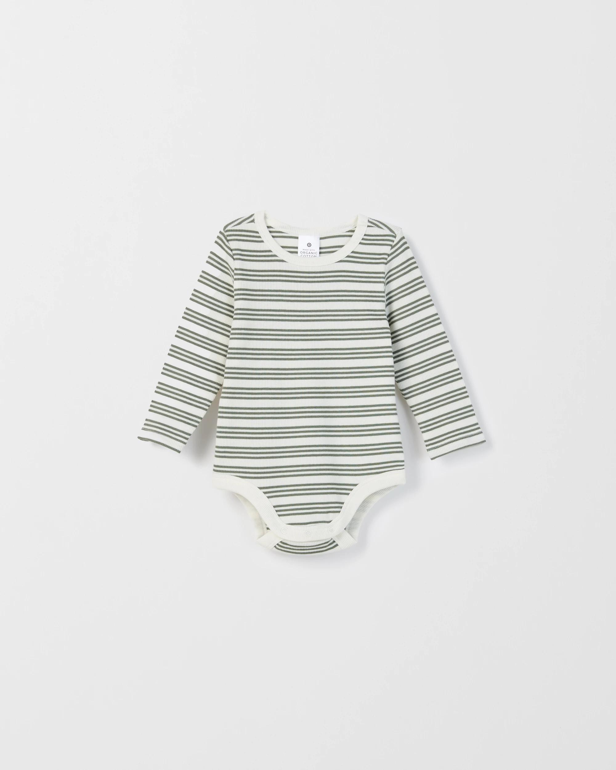 3 Target Baby Baby Organic Cotton 3 Pack Long Sleeve Rib Bodysuit STRIPE, 3 of 5