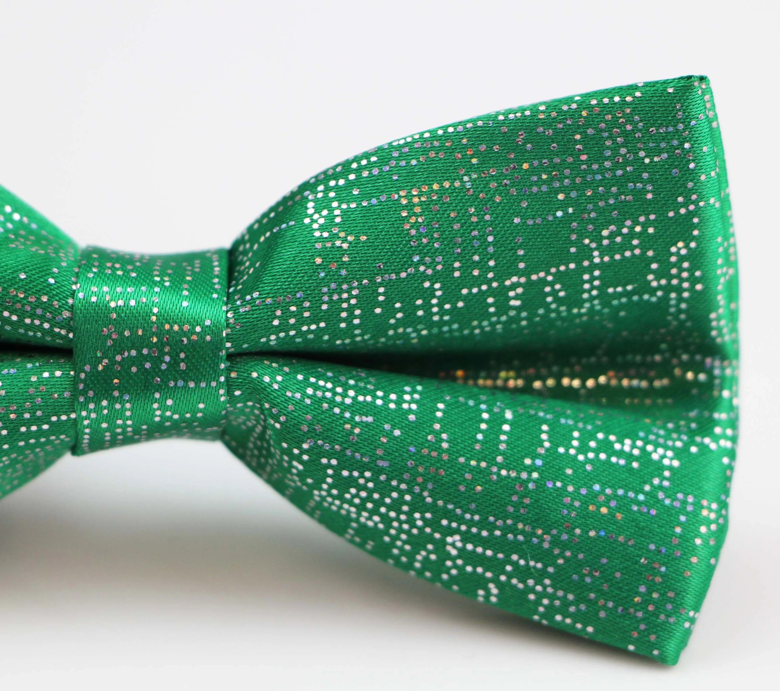 3 Zasel Mens Green Sparkly Glitter Patterned Bow Tie - Green, 3 of 4