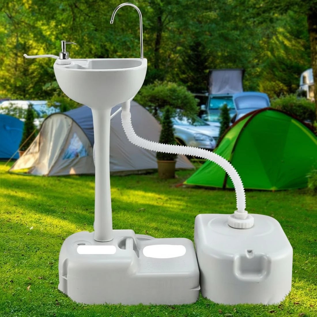 7 Weisshorn Camping Basin Portable Hand Wash Sink Stand 43L Capacity - Grey, 7 of 8