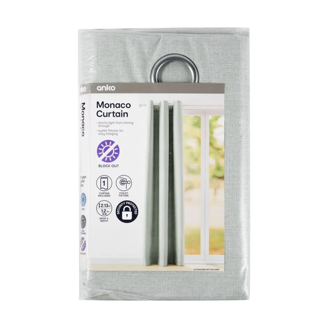 6 Monaco Eyelet Block Out Curtain - Sage - 120cm x 213cm, 6 of 6