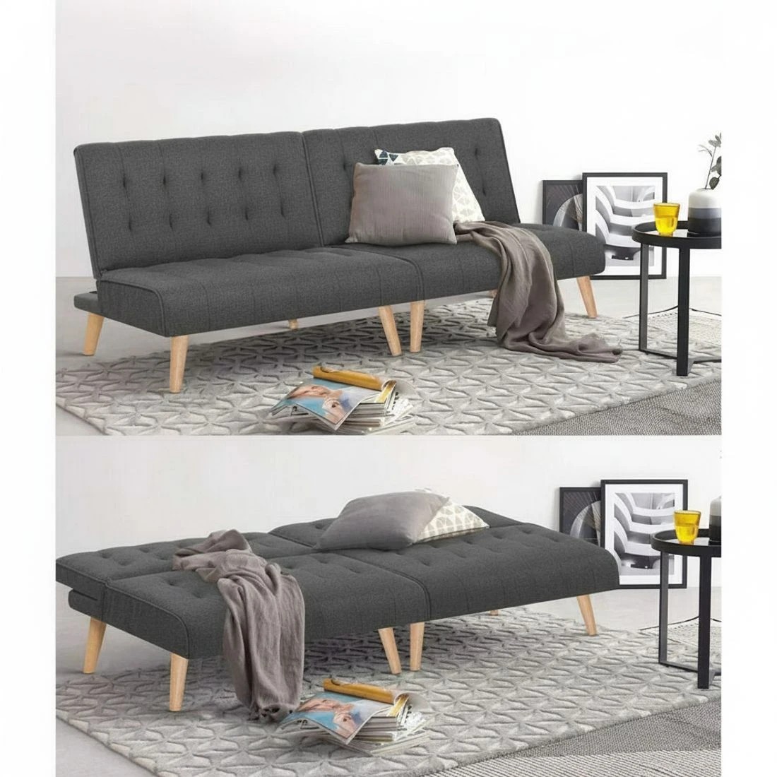 6 Artiss Sofa Bed Couch 1 Seater Lounge Fabric - Grey, 6 of 6