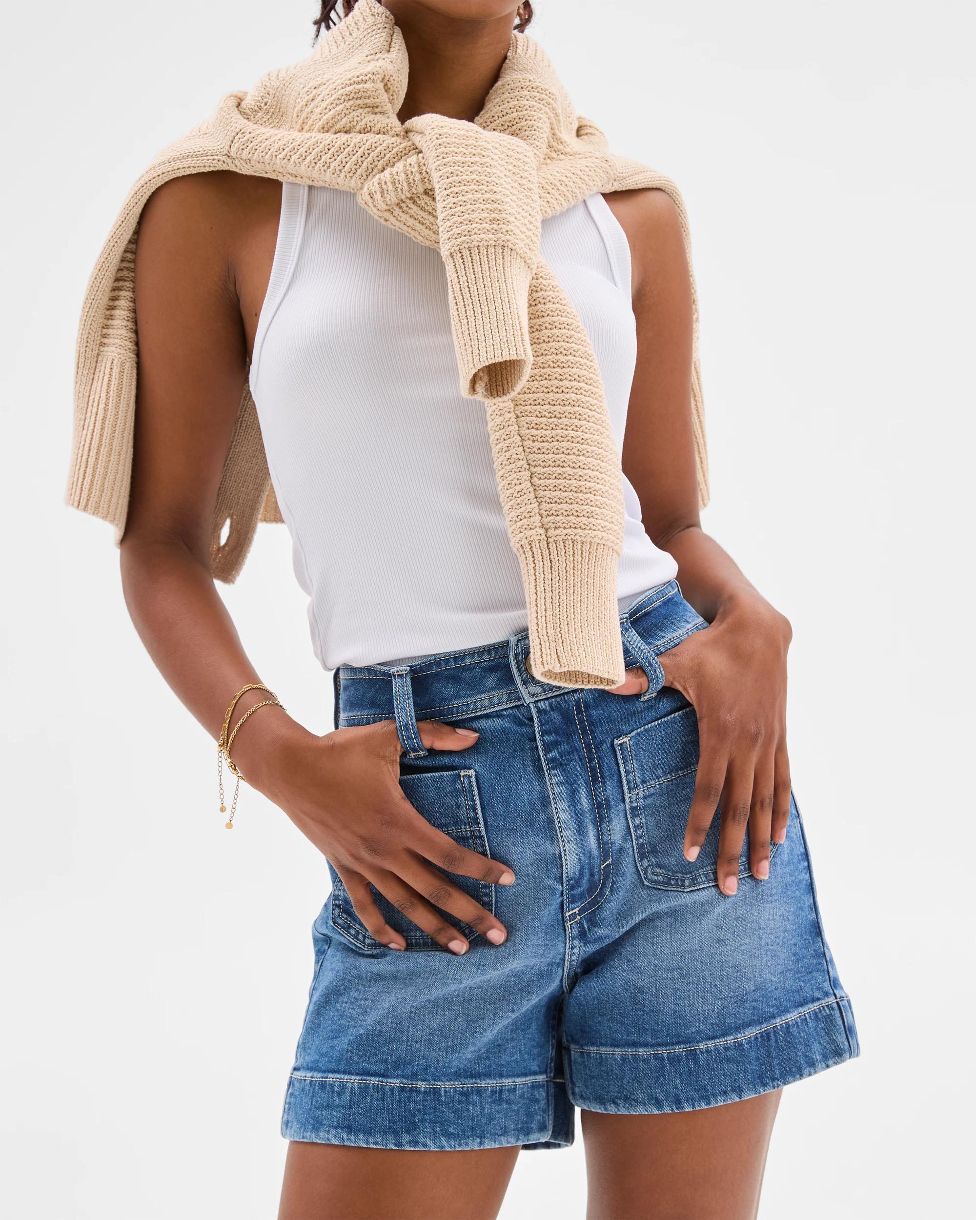 5 Target Petites Denim Shorts - Mila TINTED TEAL, 5 of 7