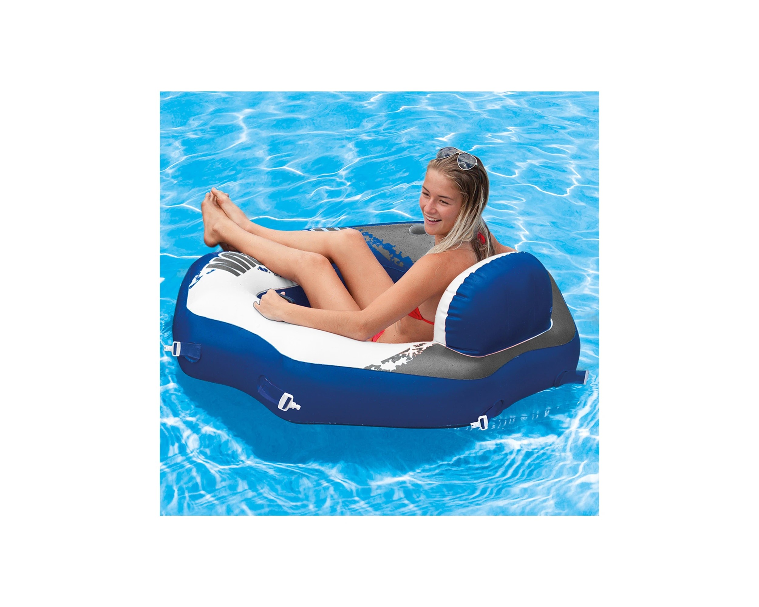 2 INTEX River Run Connect Lounge Inflatable Water Lounger Inflatable Float - Blue, 2 of 6