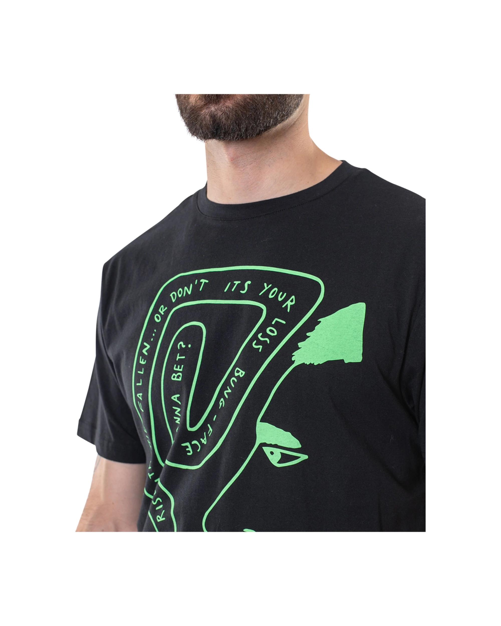 4 Fallen Footwear Men Pawn Regular Fit Tee Billy Mark T Shirt 100 Percent Cotton BLACK/LIME, 4 of 4