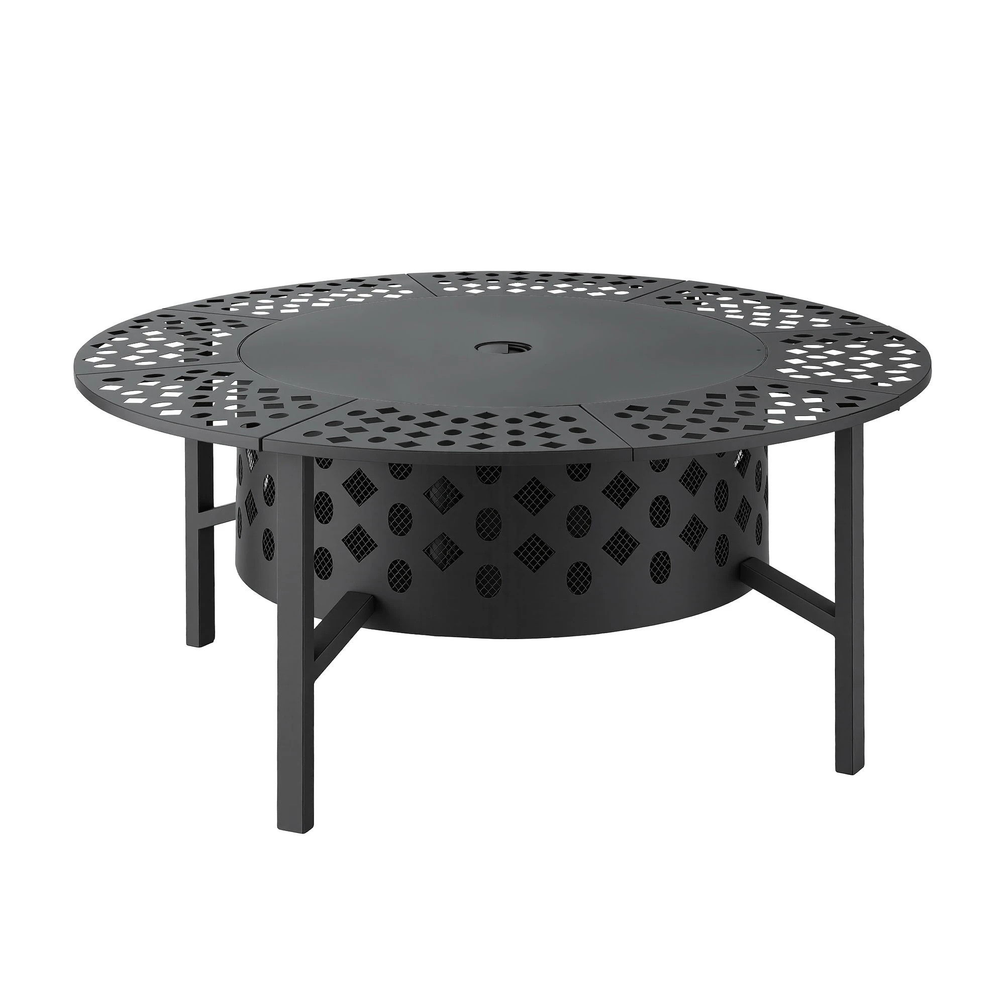 3 Grillz Fire Pit BBQ Charcoal Smoker Portable Mesh Pits Outdoor Camping Fireplace - Black, 3 of 8