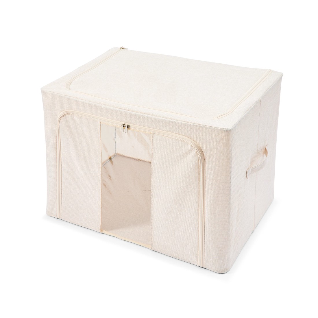 7 Linen Look Collapsible Box with Window - Extra Large, Beige, 7 of 10