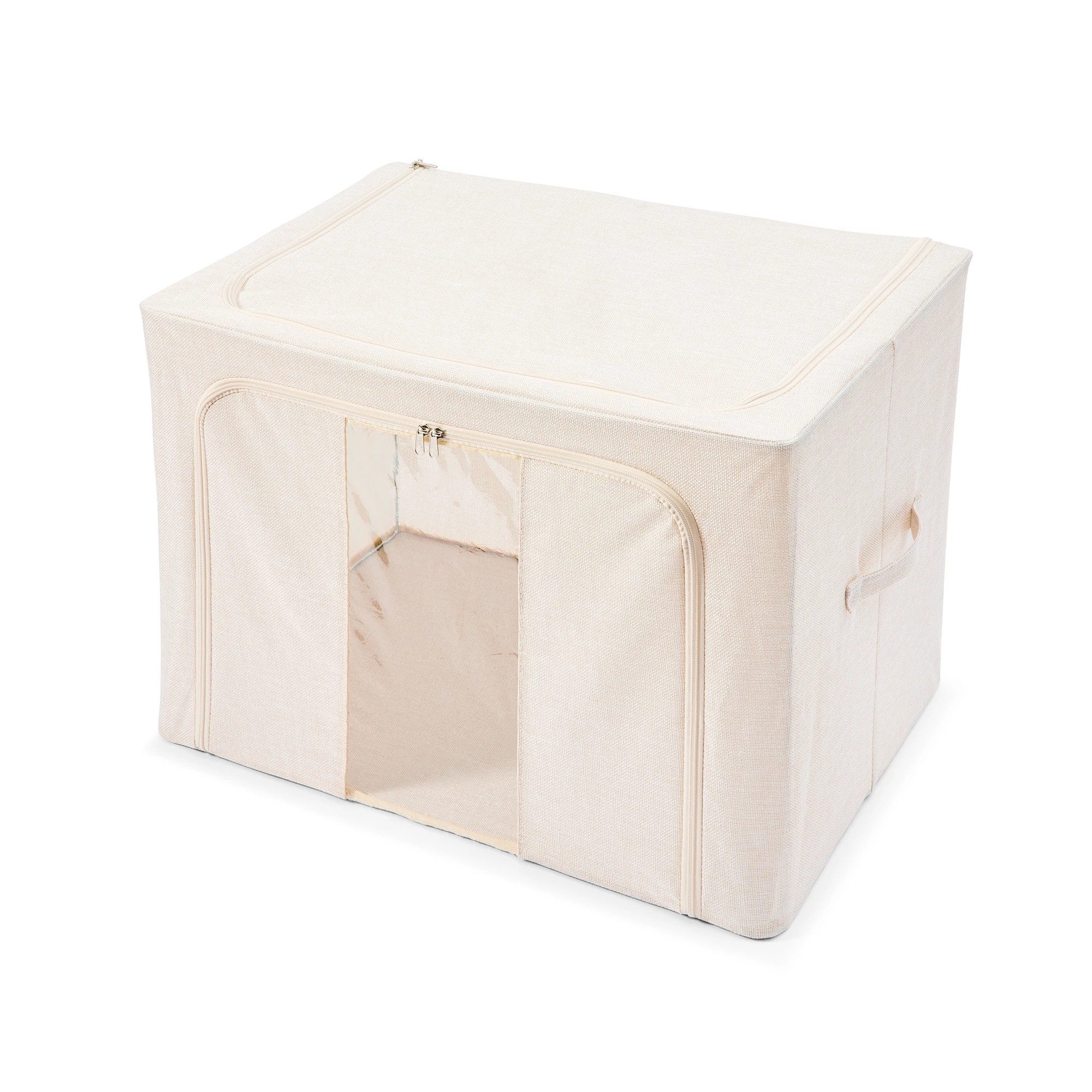 7 Linen Look Collapsible Box with Window - Extra Large, Beige, 7 of 10