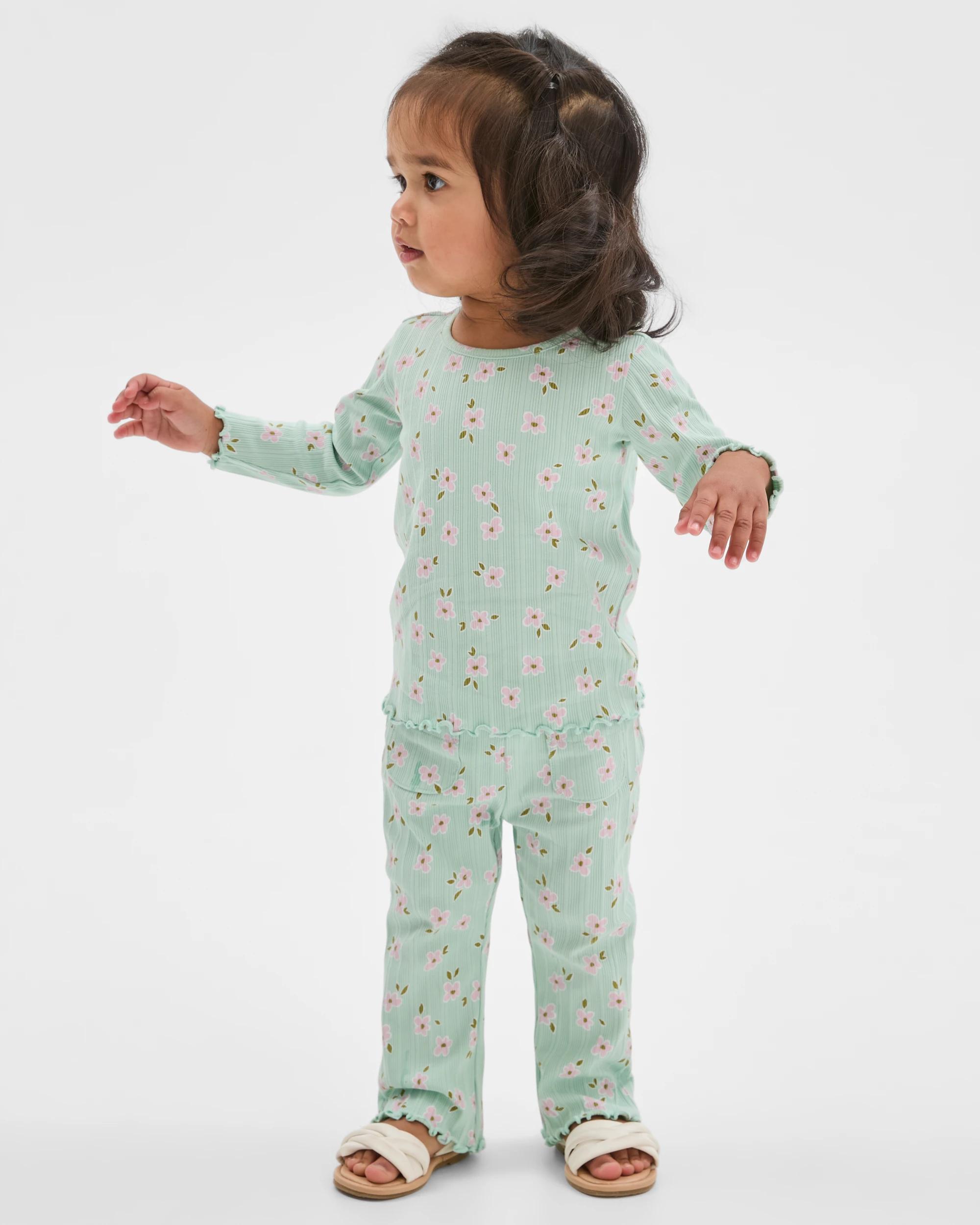 1 Target Baby Organic Cotton Long Sleeve Rib T-Shirt DAISY GOSSAMER GREEN, 1 of 5