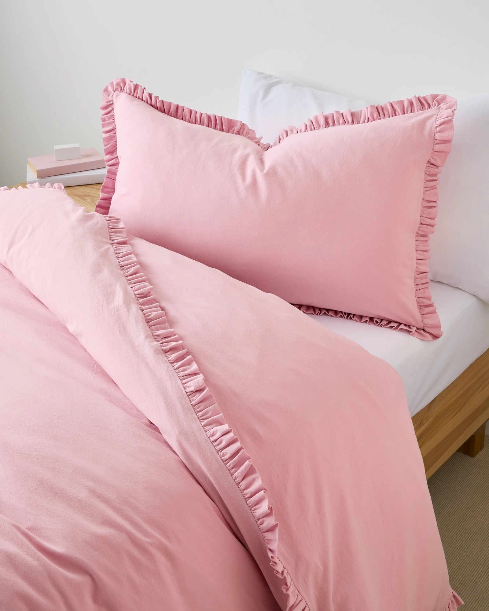 2 Arlo Kids Stonewash Ruffle Quilt Cover Set
 - Queen Bed
 - Pink, 2 of 3