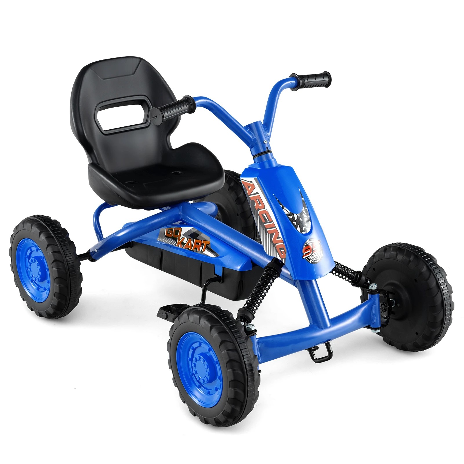 1 Costway Pedal Go Kart 4 Wheel Ride On Car Toys Off-road Racer - Blue, 1 of 1