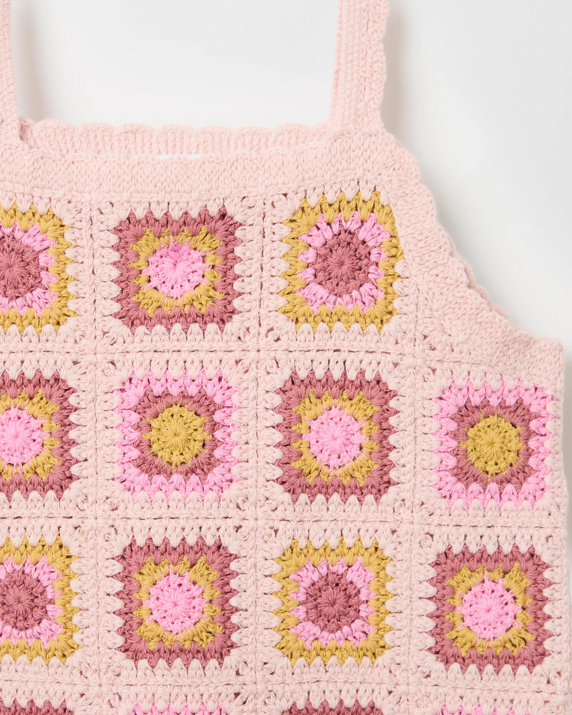 5 Target Kids Australian Cotton Blend Crochet Knit Dress TILE AOP PINK, 5 of 5