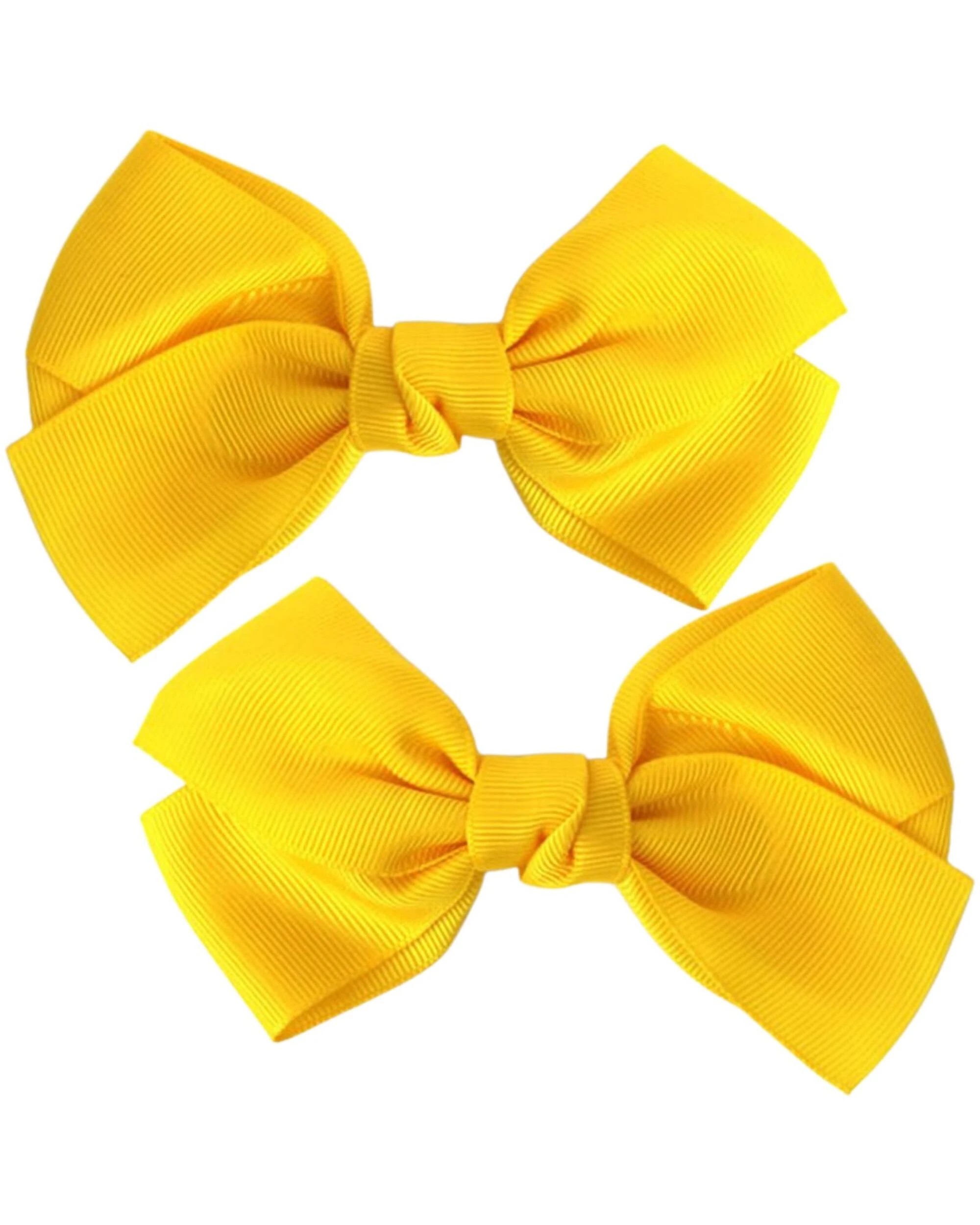 1 Party Planet Ribbon Bow Hair Clips Pack of 2 - Yellow, 1 of 3