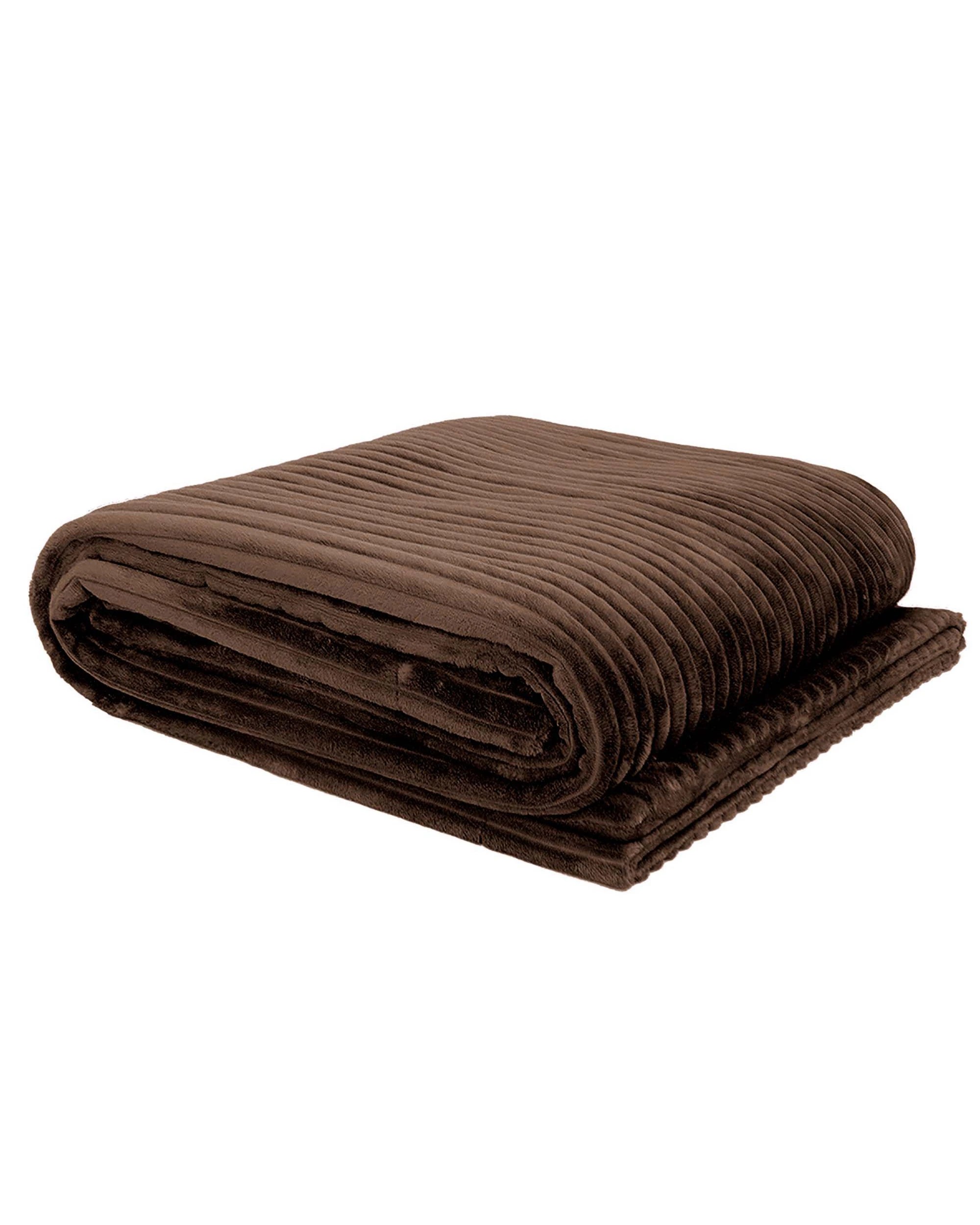 2 Bambury Channel Plush Velour Striped Throw Chocolate - Brown, 2 of 3