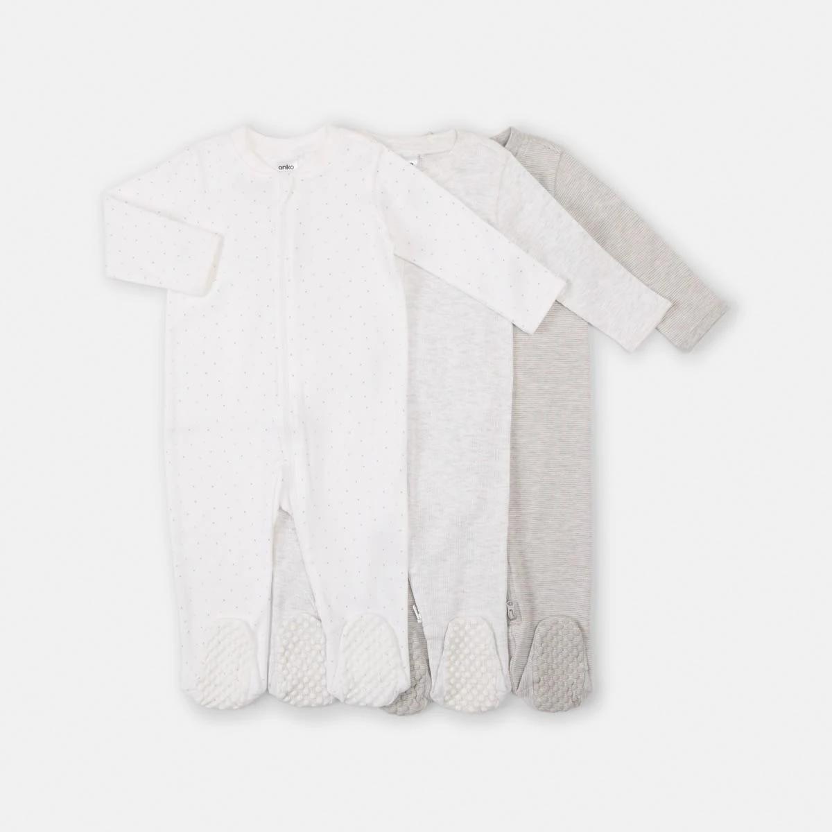 1 3 Pack Coveralls Gry Dots, 1 of 10