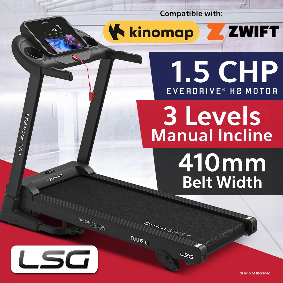 2 LSG Focus C1 Treadmill - Black, 2 of 9
