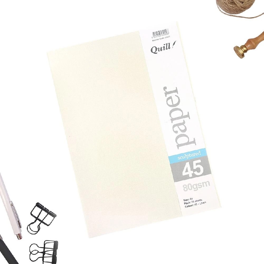 2 Quill Sculptured 80gsm A4 Paper Linen 25 Pack, 2 of 3