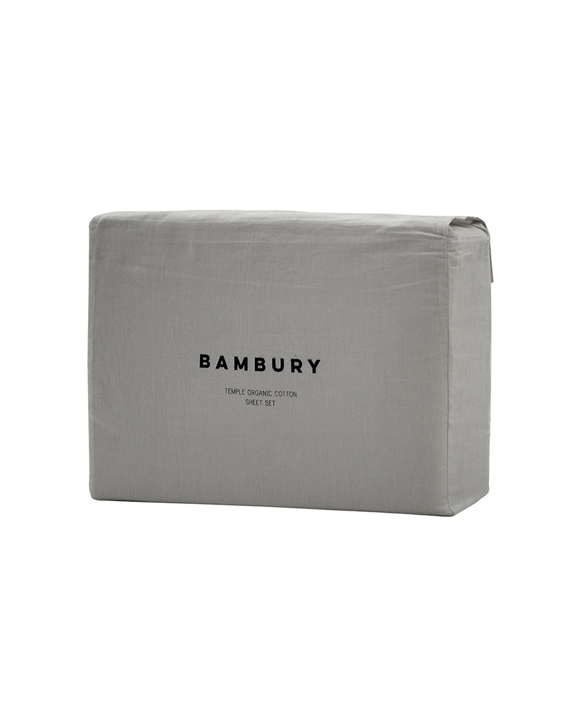 1 Bambury Temple Organic Cotton Sheet Set Home Bedding - Single Bed - Grey, 1 of 3