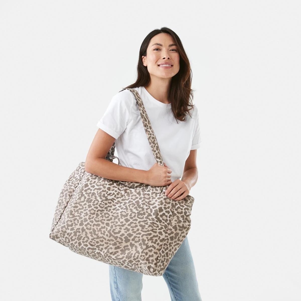 5 Woven Oversized Tote Leopard, 5 of 5