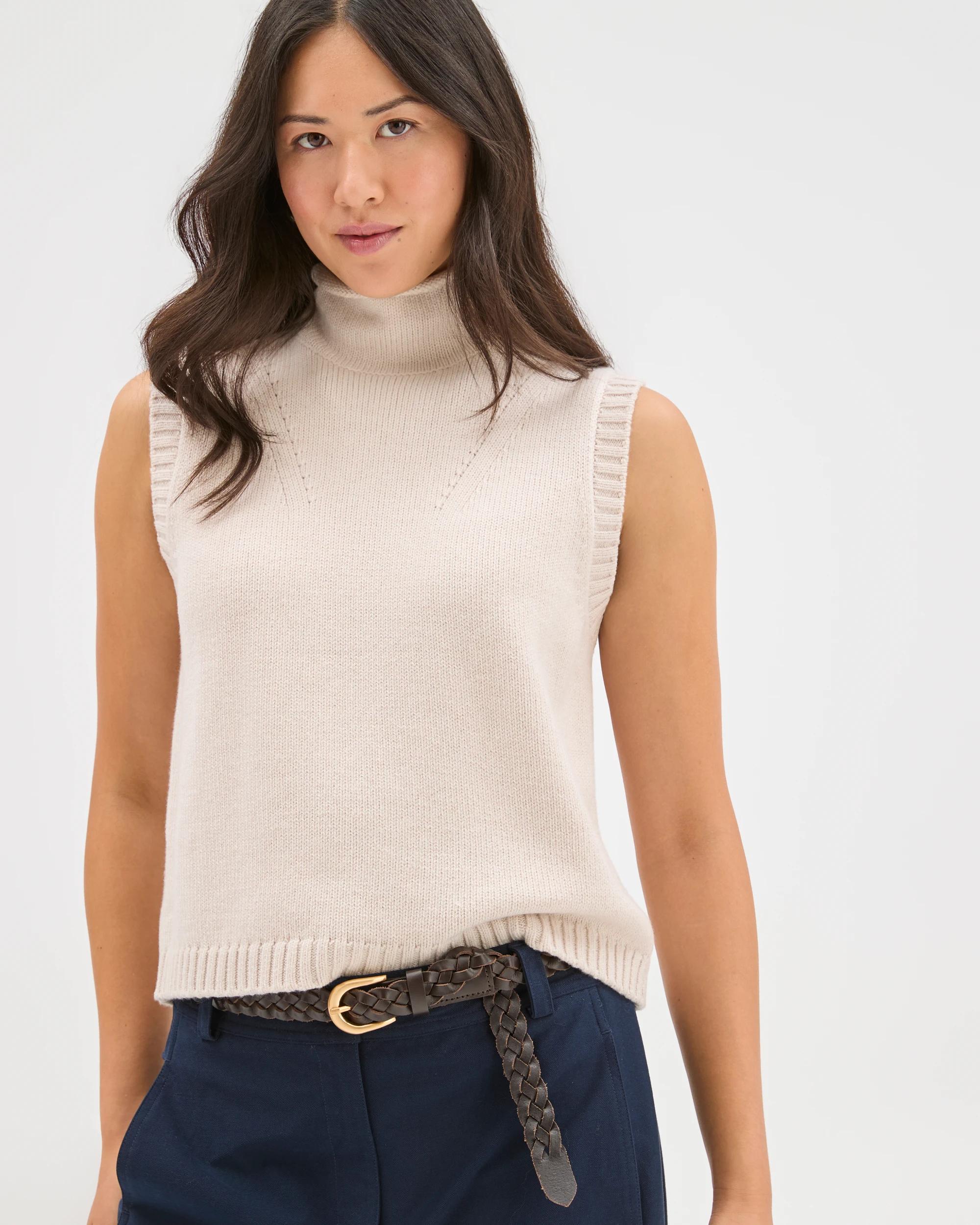 1 Target Woman Australian Cotton Blend High Neck Long Sleeveless Vest GREY MARLE, 1 of 7