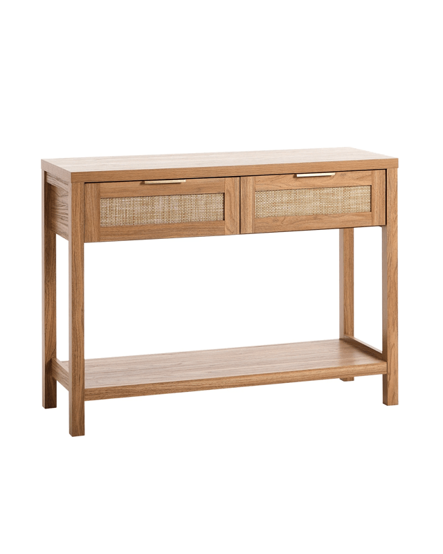 Oikiture Console Table 2 Drawers Entry Table Hallway Display Shelf - Nat