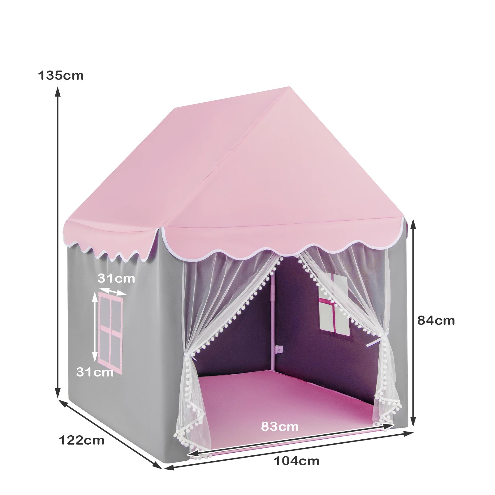 5 Costway Play Tent Large Castle Playhouse Fairy Tent - Pink, 5 of 5