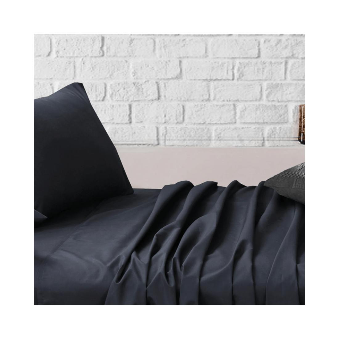 4 Amsons 180TC Cotton/Polyester Bed Sheet Set - Black, Fitted 40cm + Flat &amp; Pillowcases - Black, 4 of 7