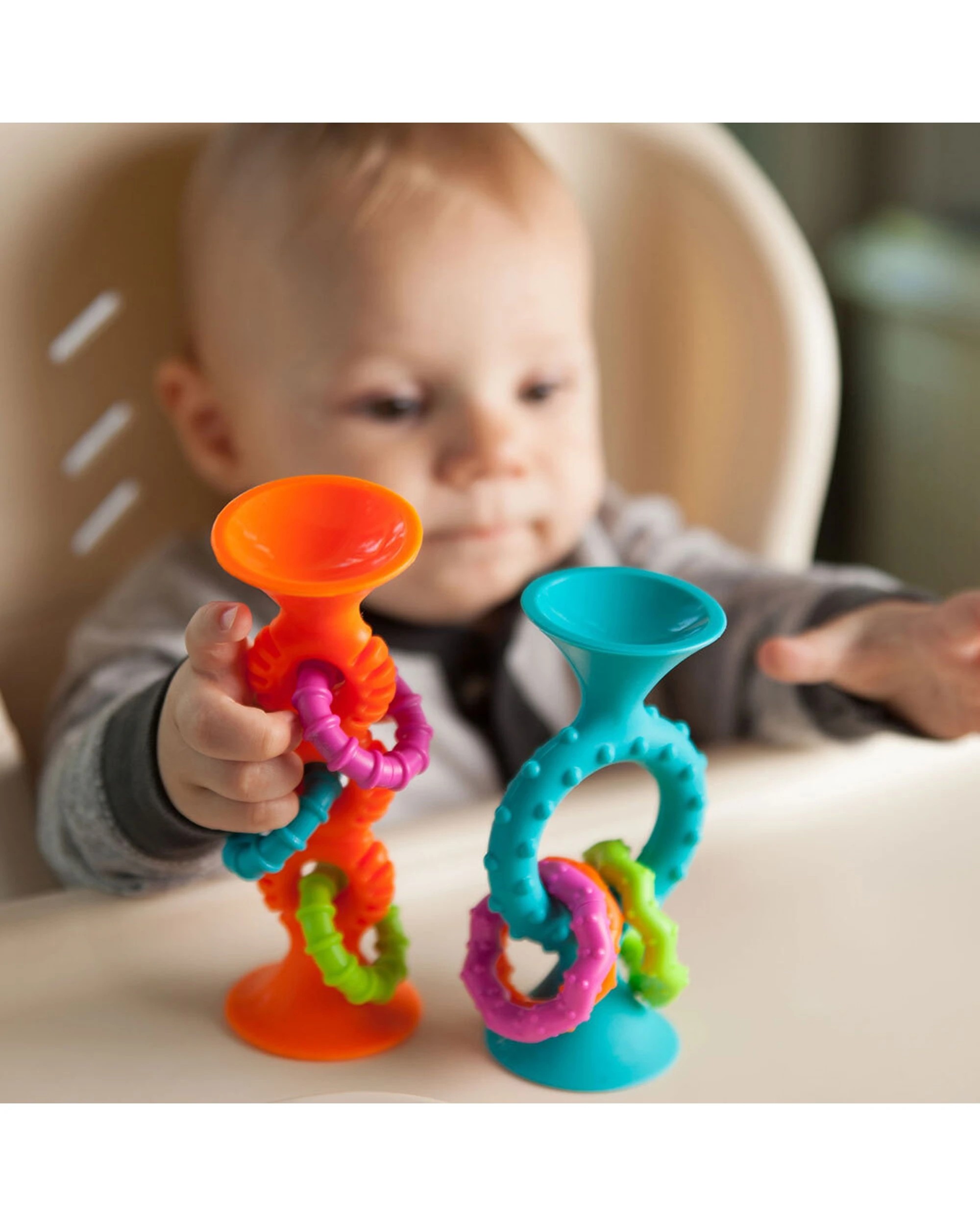 6 Fat Brain Toy Co PipSquigz Loops Sensory Toy Silicone Suction Cups - Orange, 6 of 8