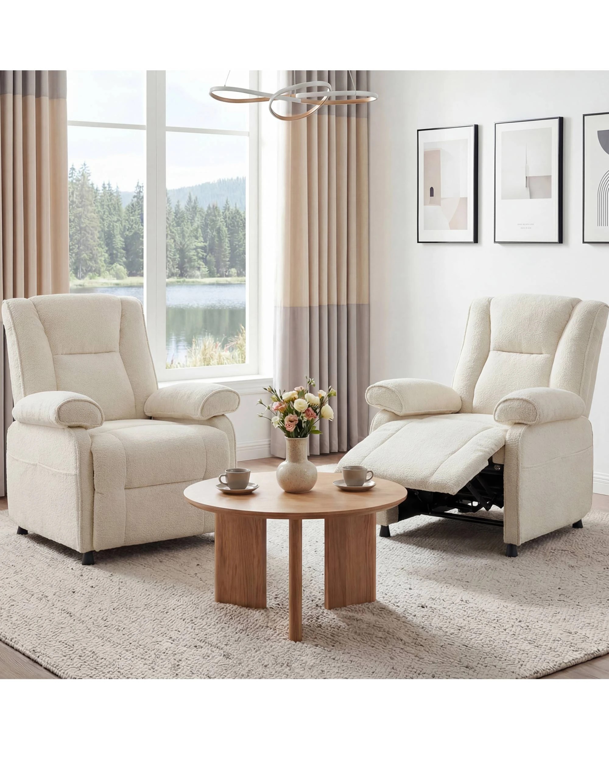 8 Advwin Recliner Chair Electric Adjustable Backrest and Footrest Lounge Armchair - Beige, 8 of 9