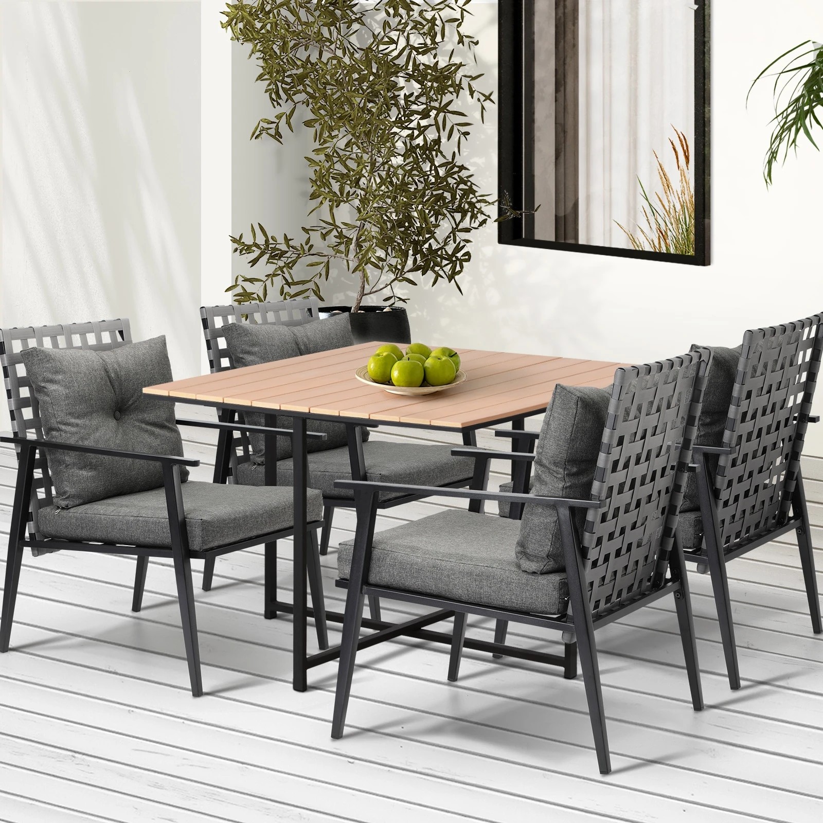 3 Livsip Outdoor Dining Set Patio Furniture Garden Rattan Chairs Setting 4 Seater - Multi, 3 of 9