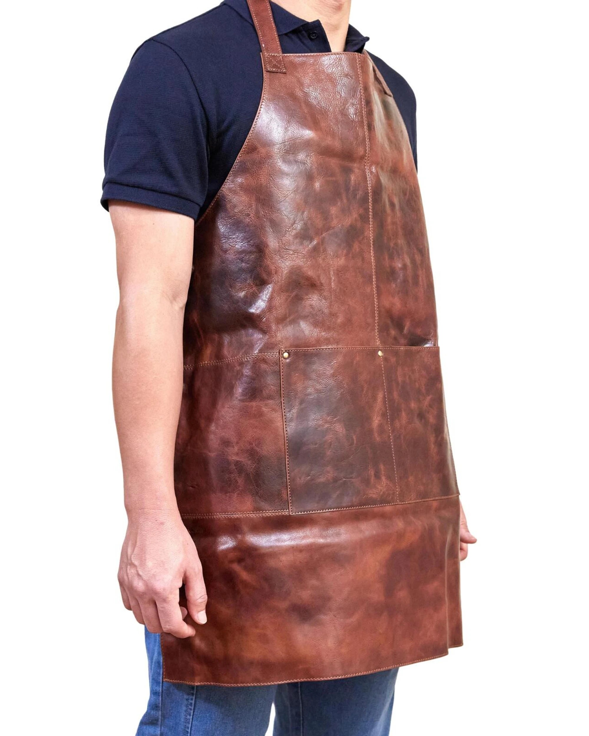 2 Pierre Cardin Professional Leather Apron Butcher Woodwork Hairdressing Barber Chef - Cognac, 2 of 9