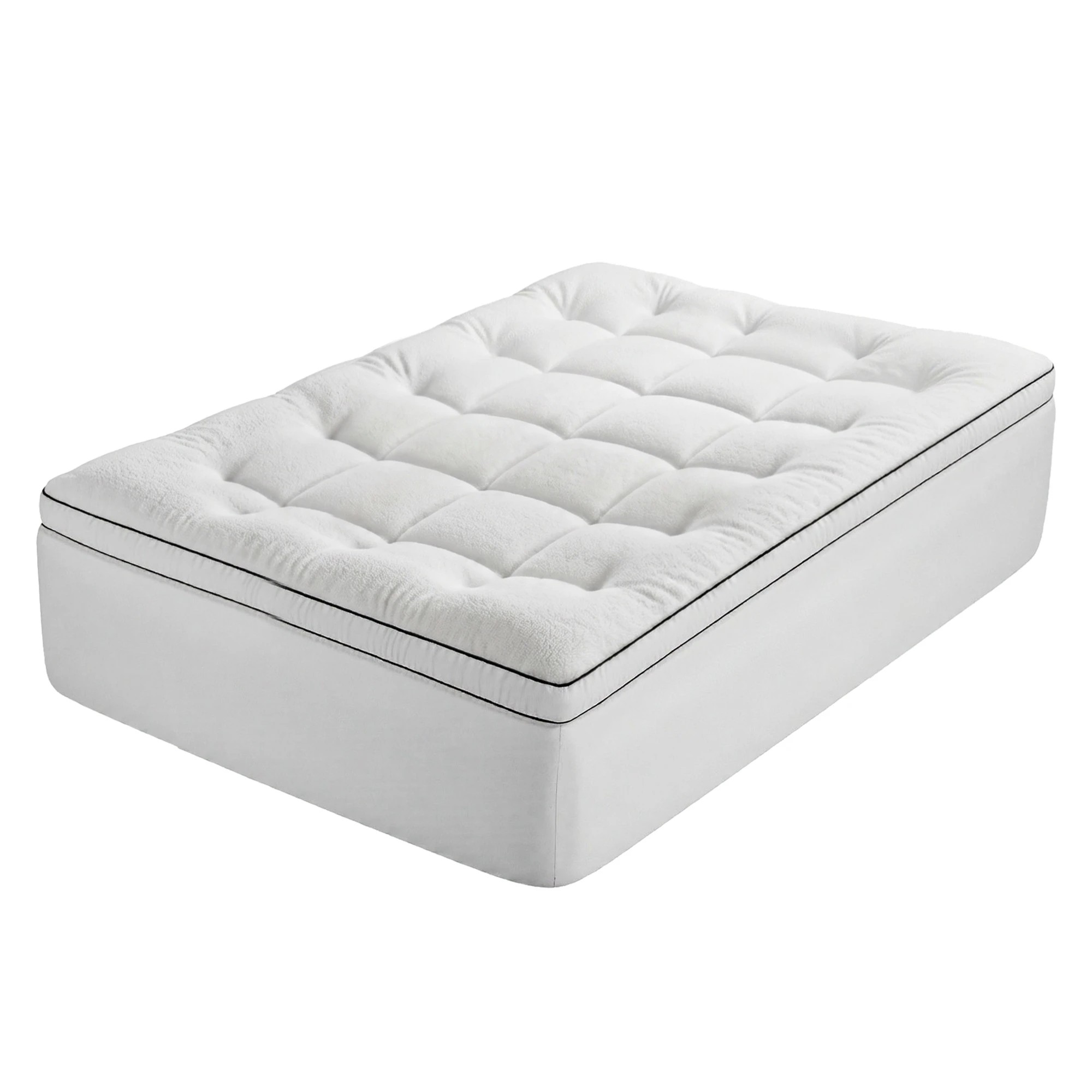1 Giselle Bedding Double Mattress Topper 5cm Coral Fleece - Double Bed - White, 1 of 9