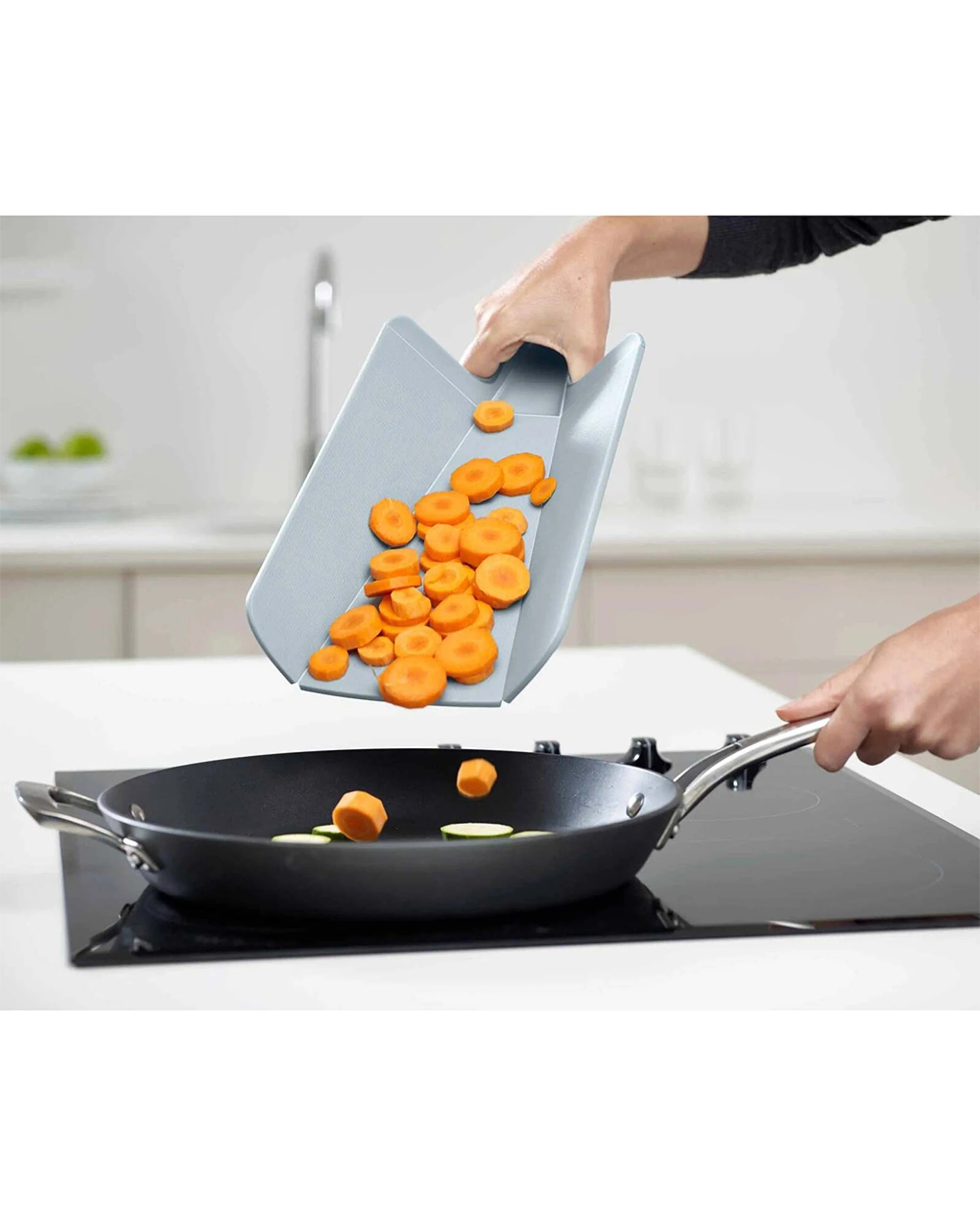3 Joseph Joseph 2pc Chop2Pot Plus 38cm Folding Chopping Board Set With Handle Sky - Blue, 3 of 4