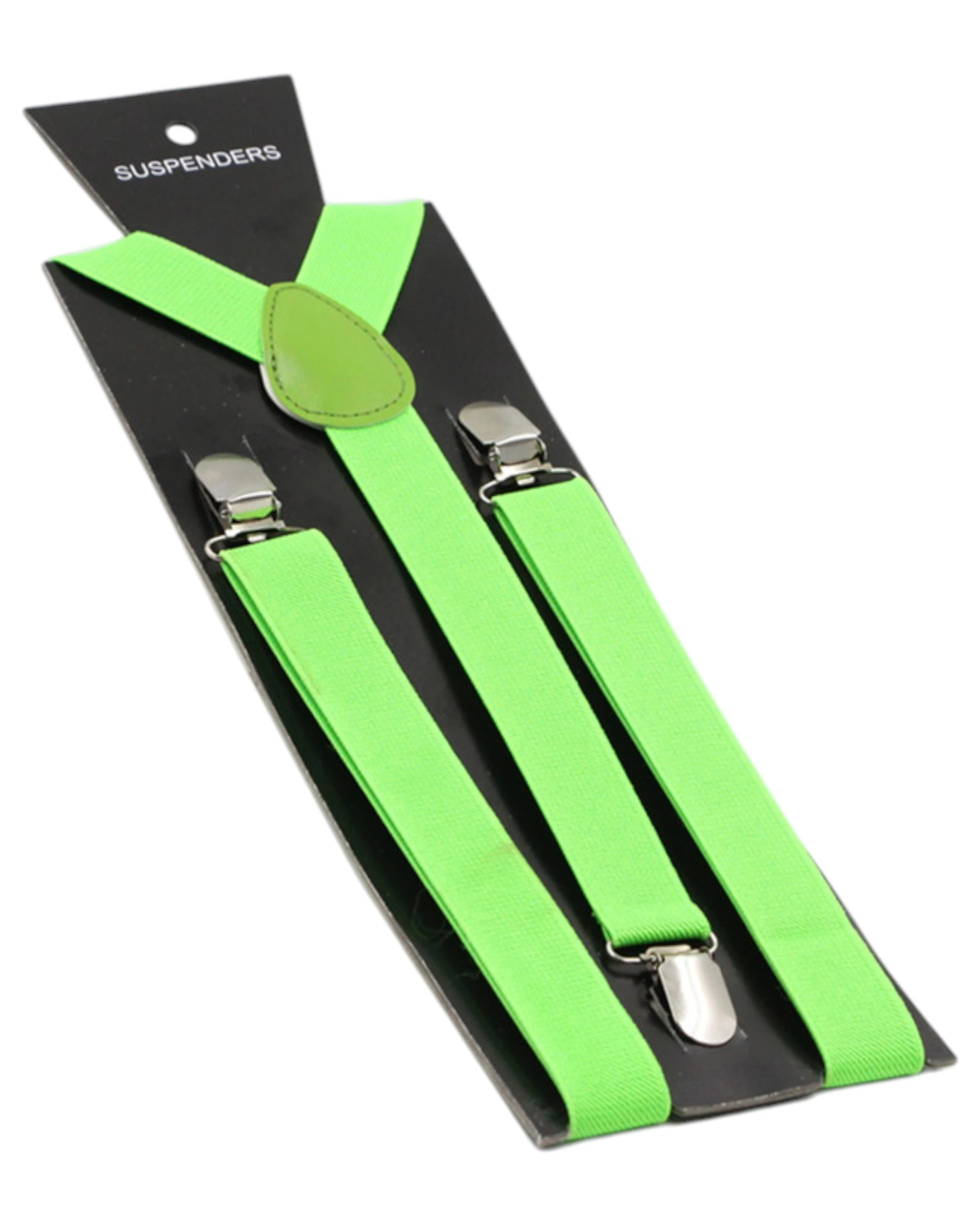 2 Zasel Mens Adjustable 100cm Fluro Green Suspenders, 2 of 3