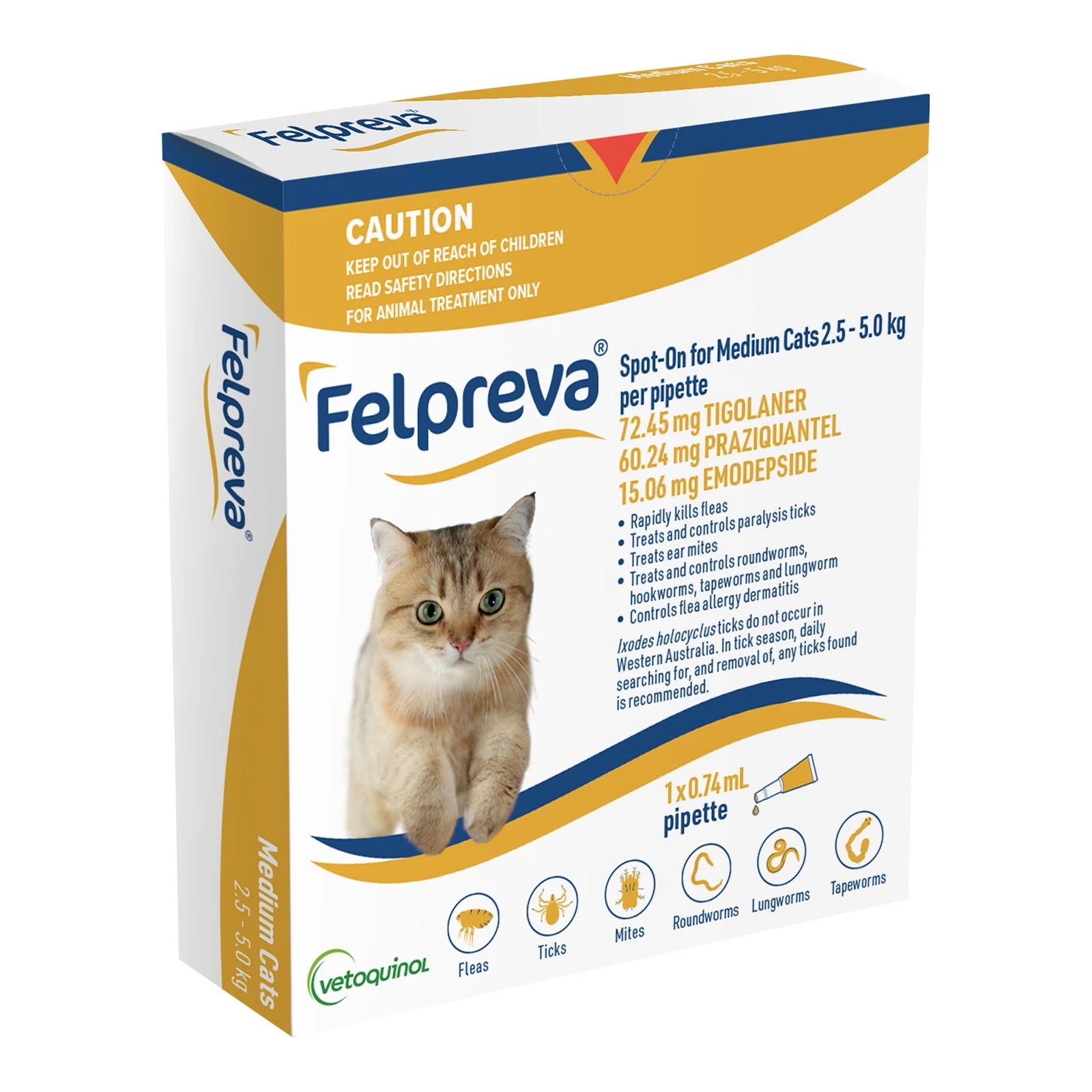 1 Felpreva Spot On Solution For Medium Cats 2.5kg-5kg - 1pk, 1 of 1