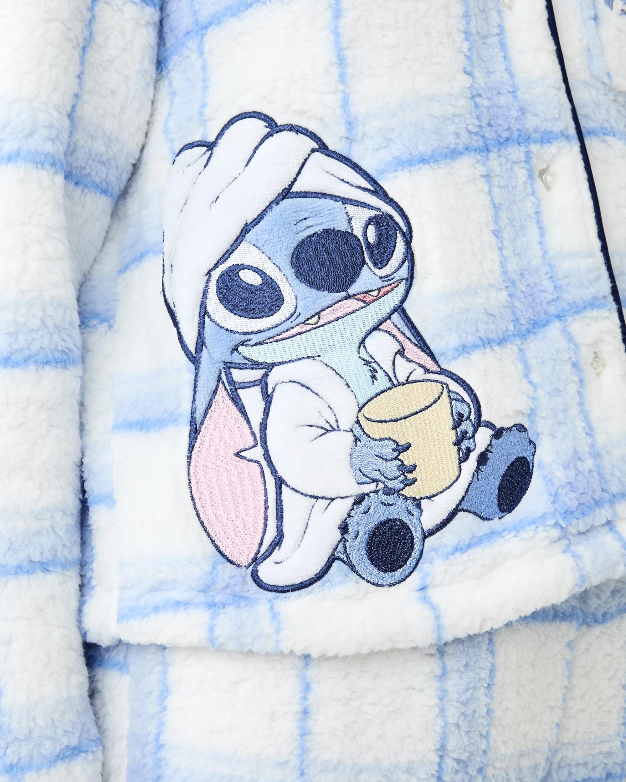 7 Disney Lilo & Stitch License Fleece Button Through Pyjama Set Stch Cosy, 7 of 9