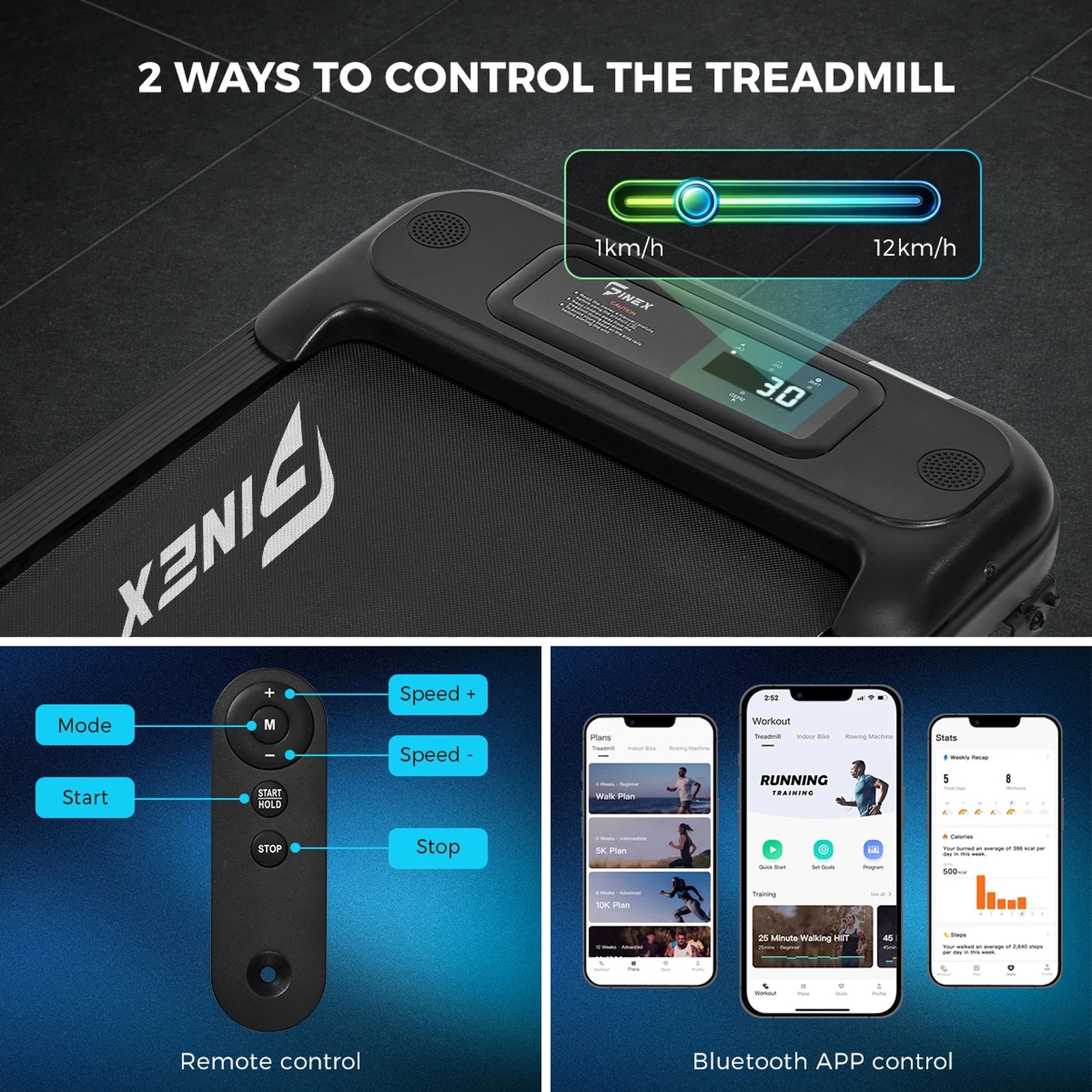 6 Finex Electric Walking Pad 2 in1 Under Desk Treadmill - Black, 6 of 10