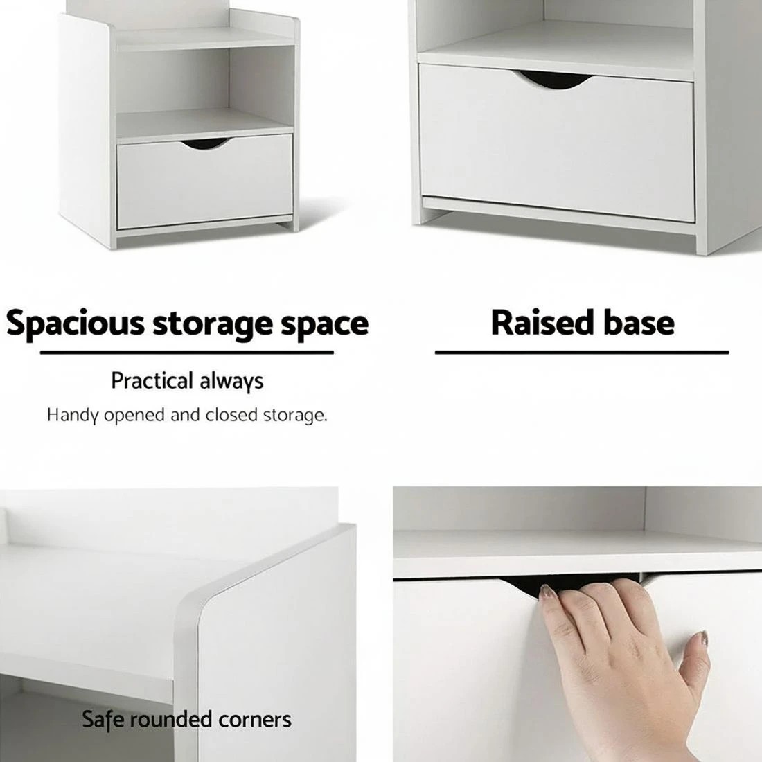 8 Artiss King Single Bed Frame and Bedside Table - White, 8 of 8